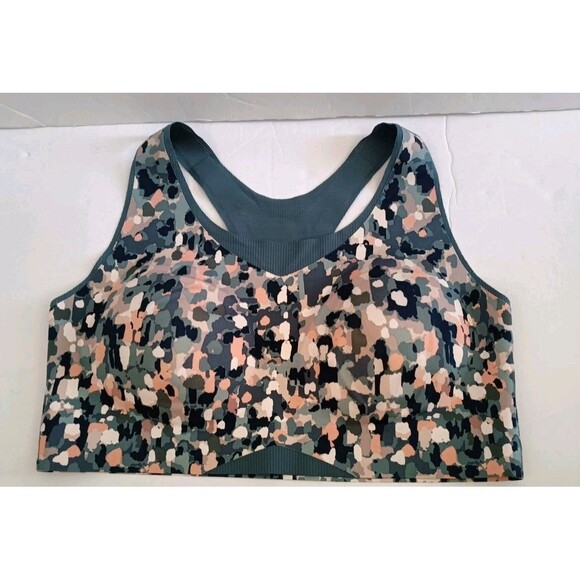 Soma Bliss Breathe Racerback Sport Bra Size XL Blue Natural Abstracts Orion - Picture 2 of 6